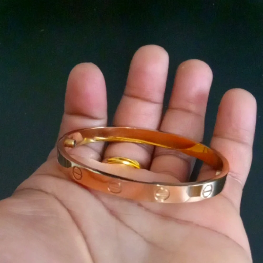 Rose Gold-Tone Screw Motif Bracelet - Picture 1 of 9